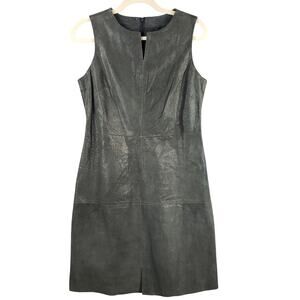 For Joseph Suede‎ Size M Sleeveless Leather Shimmer Sheath Dress Gray 90s Y2K